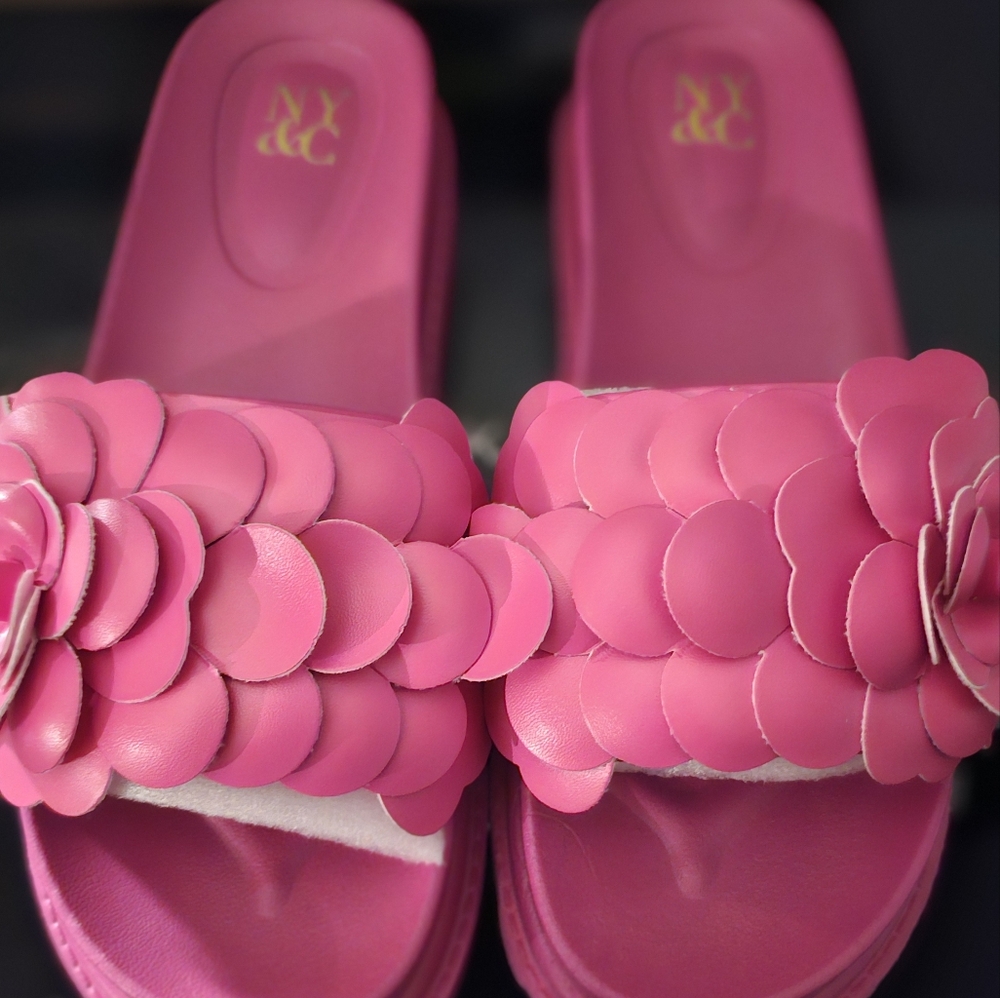 New York & Company Women's Pink Slide Sandals